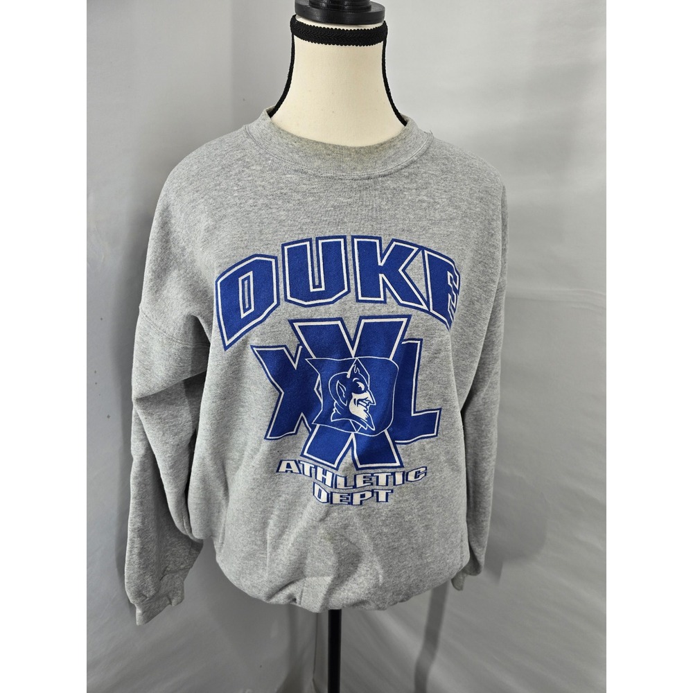 Hanes Duke University Blue Devils Sweatshirt Gray Athletic Dept Large